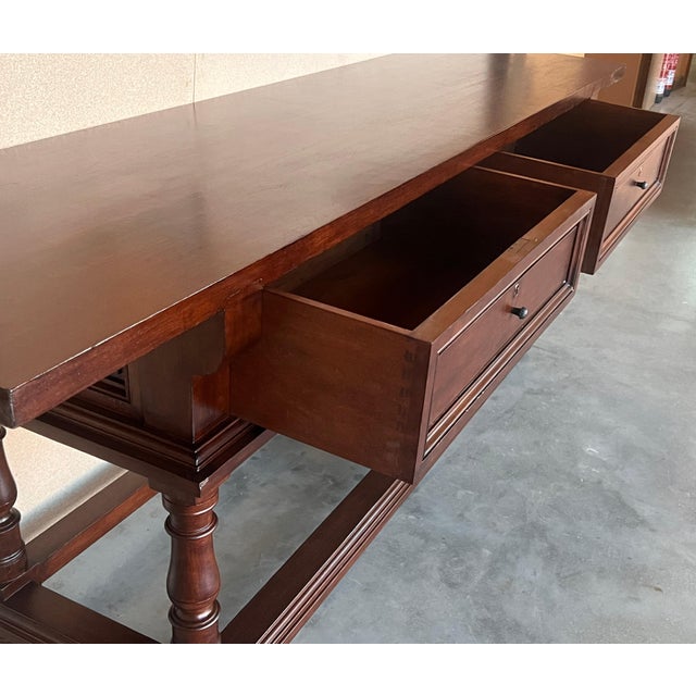 Early 20th Large Console Table with two drawers For Sale - Image 12 of 18