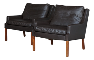 Danish Chairs in Leather by Georg Thams for Vejen Polstermøbelfabrik, 1960s, Set of 2