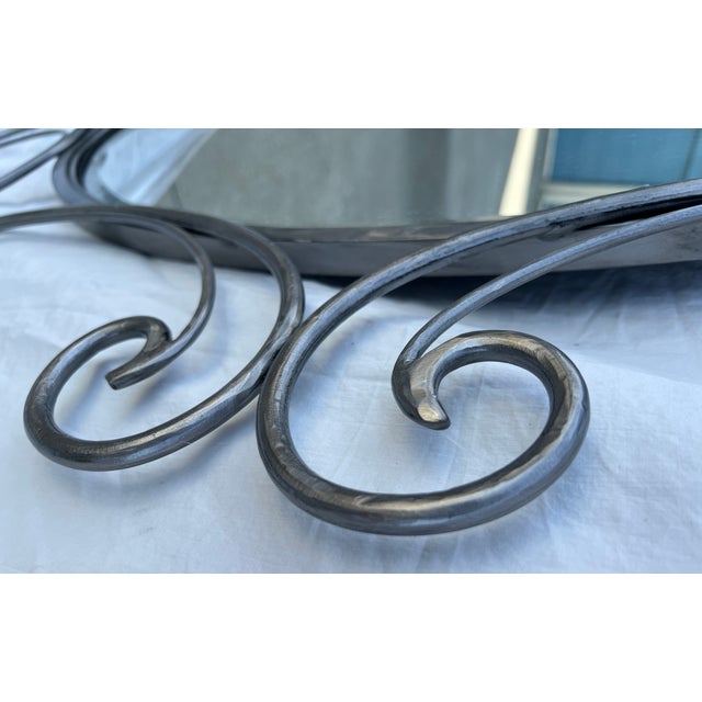 Silver Metal Mirror With Scroll Work For Sale - Image 10 of 18