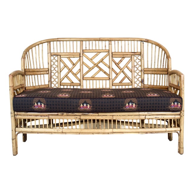 Mid-20th Century Coastal Brighton Pavilion Bamboo and Cane Settee For Sale
