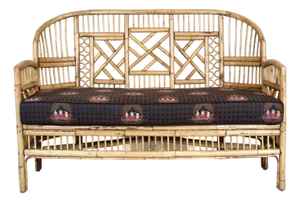 Mid-20th Century Coastal Brighton Pavilion Bamboo and Cane Settee