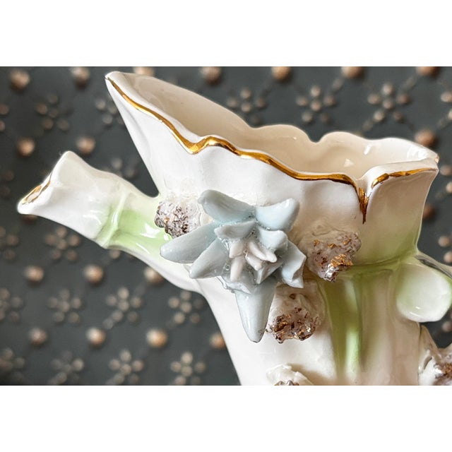 Vintage Vase Multi-Spout Heirloom 3-D Flowers For Sale - Image 10 of 10