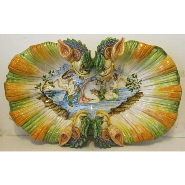1960s Armando Poggi Florence Hand-Painted Italian Pottery Dolphin Scene Centerpiece For Sale - Image 13 of 13