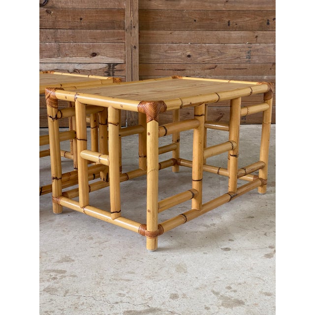 Vintage MidCentury Coastal Bamboo Side Tables Chairish