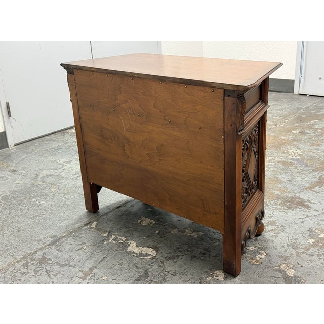 Wood Empire Manufacturing Company Tudor Revival Carved Walnut Buffet Cabinet, Circa 1920's For Sale - Image 7 of 12