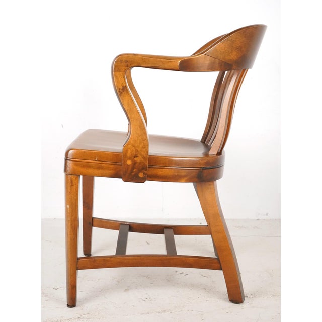 Vintage Wooden Bank of England Style Office Chair For Sale - Image 10 of 15