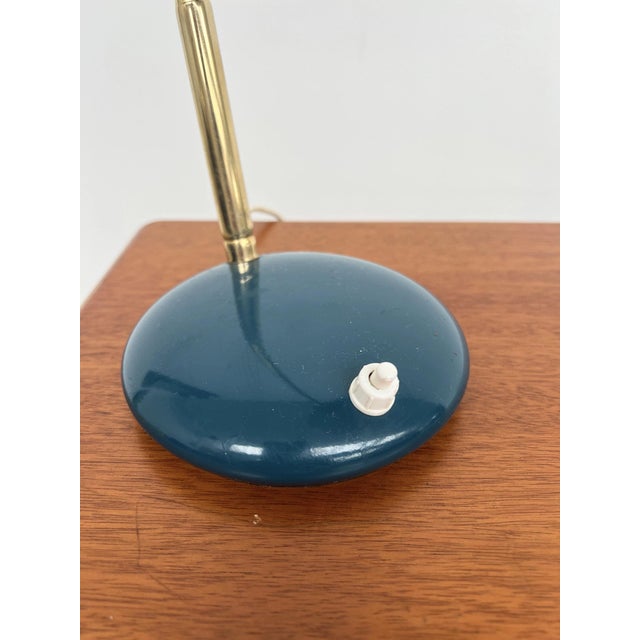 Adjustable Table Lamp in Duck Blue and Gold Metal, 1960s For Sale - Image 9 of 10