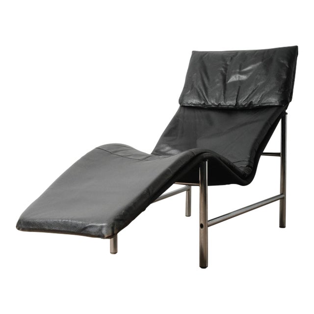 Vintage 1980s Tord Björklund Leather & Chrome Lounger for Ikea For Sale