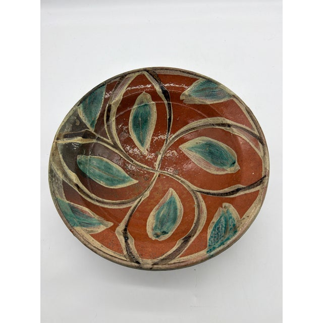 19th Century Spanish Glazed Terracotta Lebrillo Bowl With Swirling Leaf Motif - 11" For Sale - Image 11 of 18