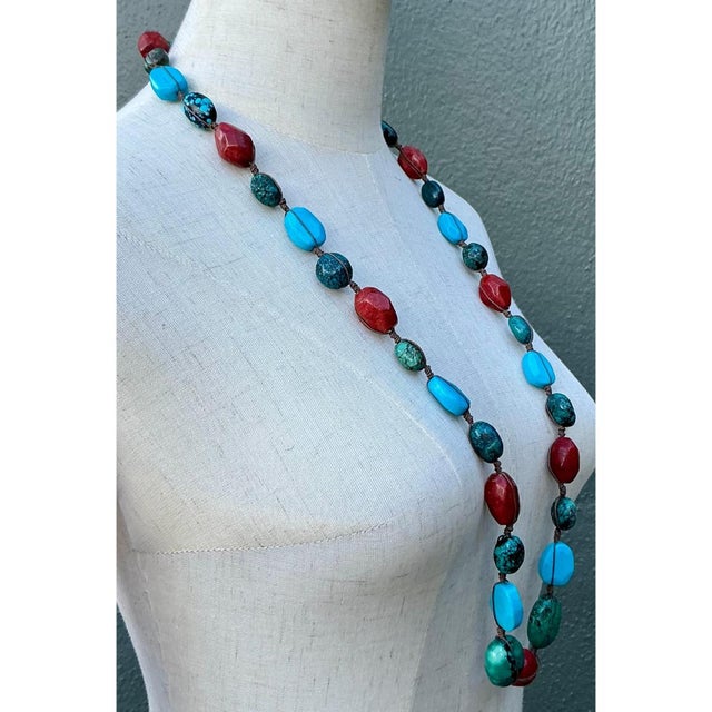 Vintage Turquoise & Coral Bead Necklace For Sale - Image 10 of 12