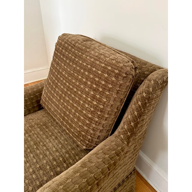 Brown Contemporary Brown Chenille Custom Upholstered Club Chair For Sale - Image 8 of 11