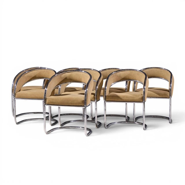 Mid-Century Modern Giotto Stoppino Style Mid Century Chrome Dining Chairs - Set of 8 For Sale - Image 3 of 10
