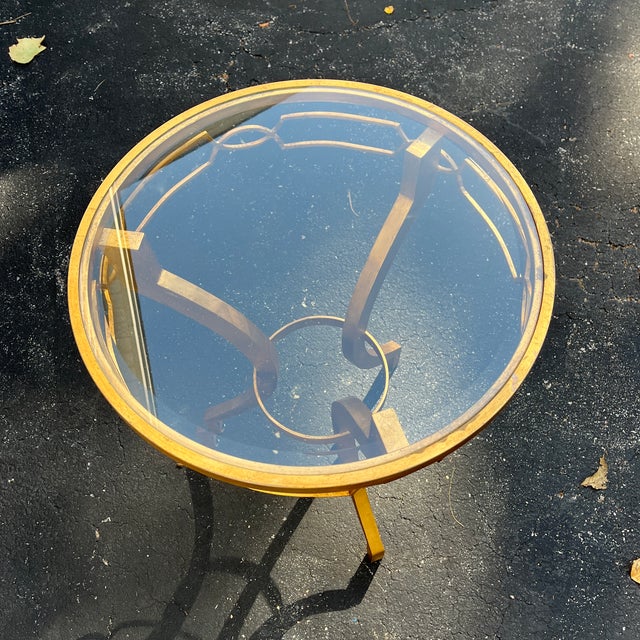 1980s Arteriors Modern Gold Leaf Finished Cinched Waist Side Table For Sale - Image 11 of 12