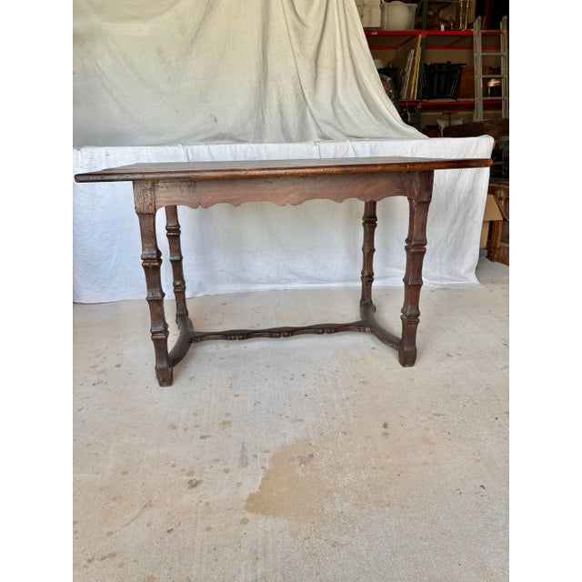 French Late 19th Century French Pine Trestle Side Table For Sale - Image 3 of 13