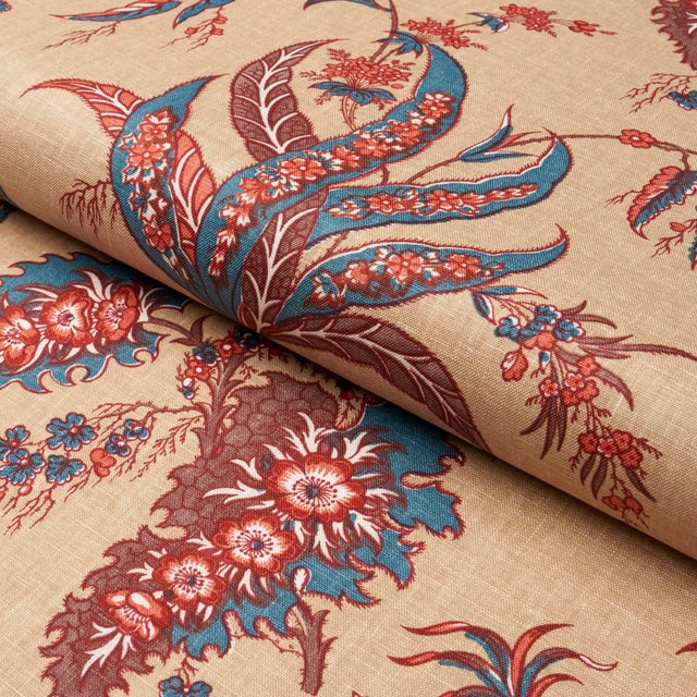 Schumacher SAMPLE - Schumacher Apolline Botanical Fabric In Rouge & Bleu For Sale - Image 4 of 5