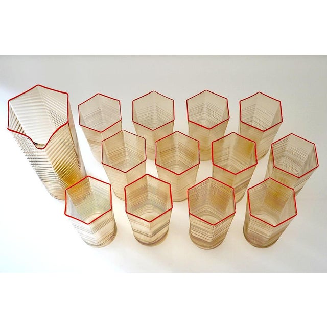 Esagonali Tumblers and Pitcher by Salviati, Set of 13 For Sale - Image 13 of 18