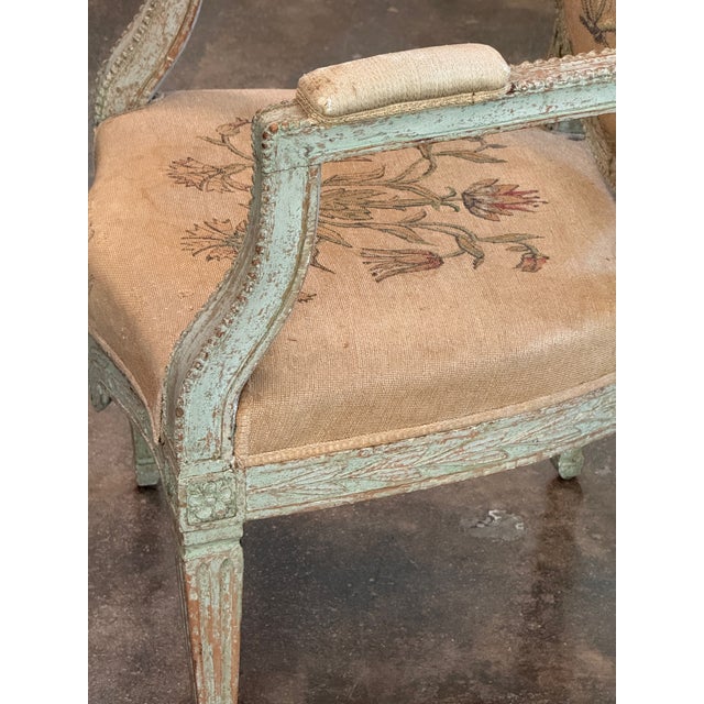 18th Century Swedish Painted Armchair With Needlepoint Upholstery For Sale - Image 10 of 10