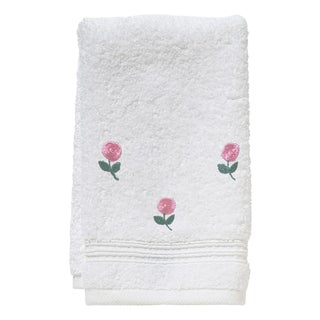 Pink Rosebuds Terry Guest Towel, Embroidered For Sale