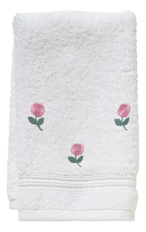 Pink Rosebuds Terry Guest Towel, Embroidered