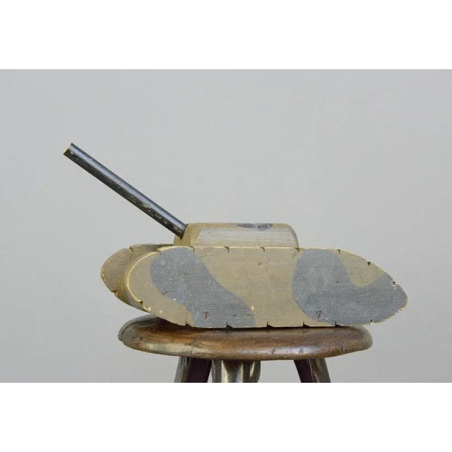 Large Trench Art Tank Circa 1910 Made from pine and hand painted - English ~ 1910 - 39 cm long x 20cm deep x 24 cm tall...