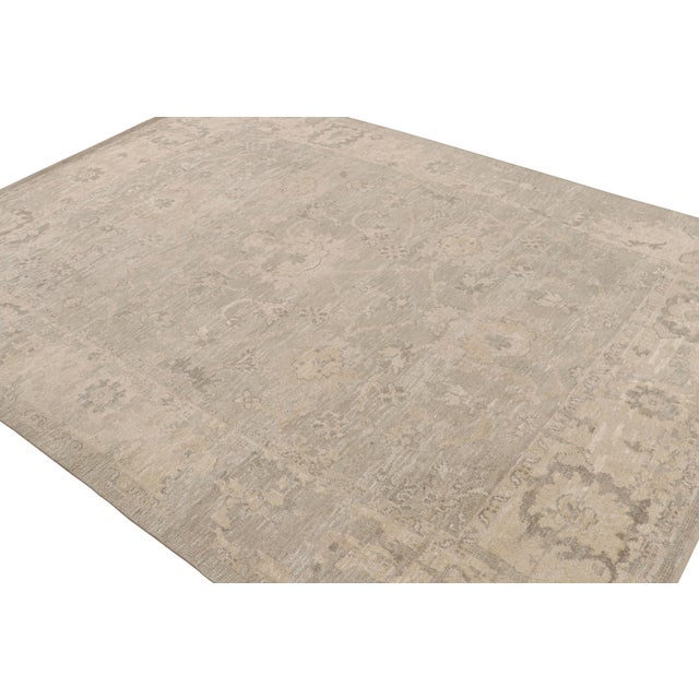 Traditional Rug & Kilim’s Oushak Style Rug in Gray and Beige With All Over Floral Pattern For Sale - Image 3 of 7