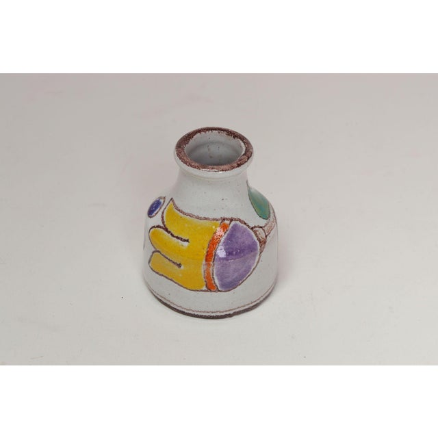 1960s Diminutive Italian Modern Ceramic Bud Vase With Floral Motif by Giovannni De Simone For Sale - Image 5 of 11