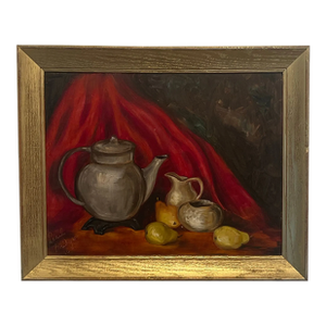 A Vintage Mid Century Modernist Vintage Still Life Oil Painting