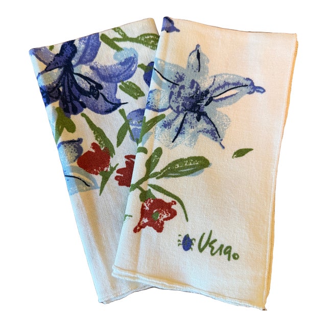 1980s Vera Napkins, Lily Floral Pattern, Set of 2 For Sale