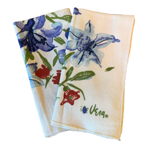 1980s Vera Napkins, Lily Floral Pattern, Set of 2