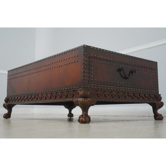 Animal Skin Ralph Lauren Leather Studded Claw Foot Coffee Table For Sale - Image 7 of 17