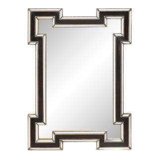 Mid-Century Etruscan Key Form Segmented Umber Lacquered & Giltwood Lined Mirror For Sale