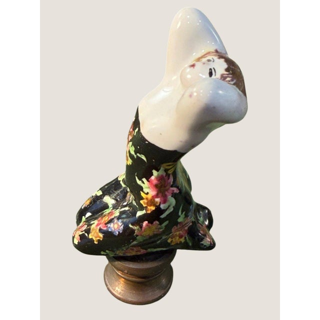 Vintage Mid-Century Modern Hand-Painted Porcelain Lady Table Lamp W/Porcelain Lady Finial For Sale - Image 15 of 18