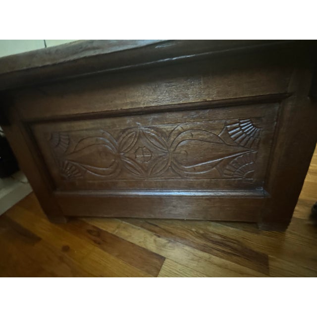 Rare 1600s Antique Hand-Carved Wooden Chest / Table Rare!! One-of-a-Kind Historic Piece — Reportedly Dating to the 1600s For Sale - Image 4 of 5