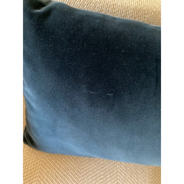 Set of 3 Navy Blue Velvet Lumbar / Kidney Pillows With Down Inserts For Sale - Image 18 of 18