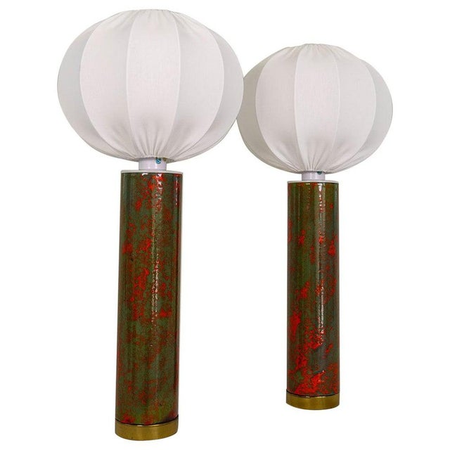 Large Mid-Century Modern Ceramic Table Lamps, Sweden, 1960s, Set of 2 For Sale - Image 12 of 12