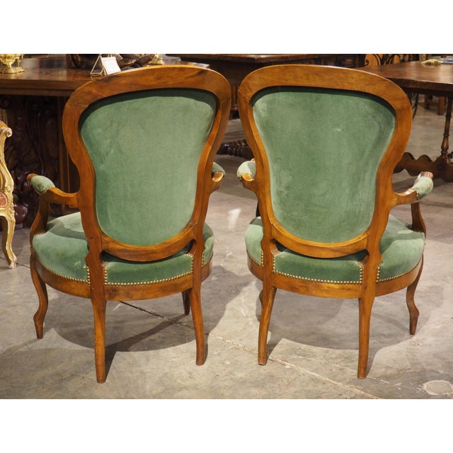 Pair of Antique French Walnut Violin Back Fauteuils, Circa 1885 For Sale - Image 18 of 18