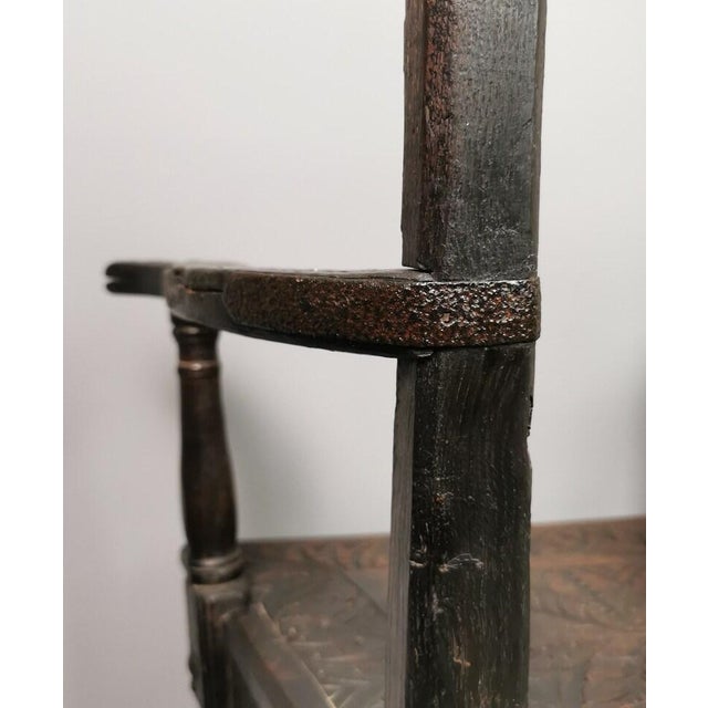 Wood Antique Georgian Elbow Chair, Carved Oak, Gothic Style For Sale - Image 7 of 10