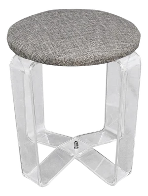 Mid Century Modern Bent Lucite Basket Weave Upholstery Piano Stool Bench