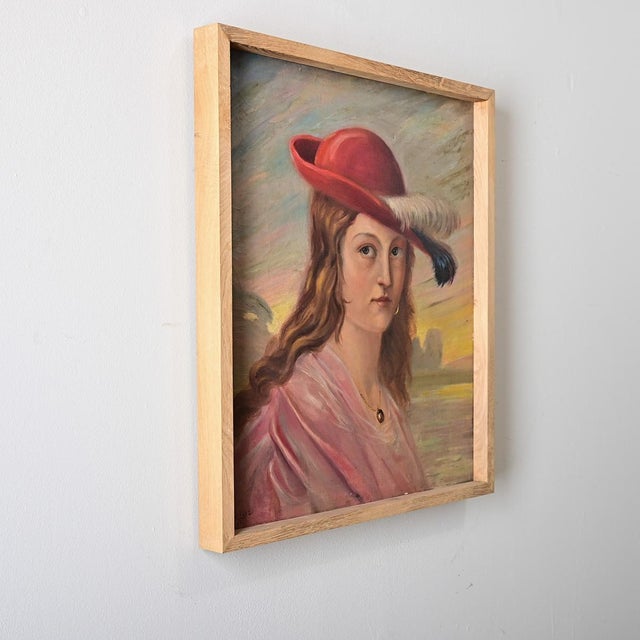 Belgian Vintage Portrait Painting by Delescluze For Sale - Image 11 of 11