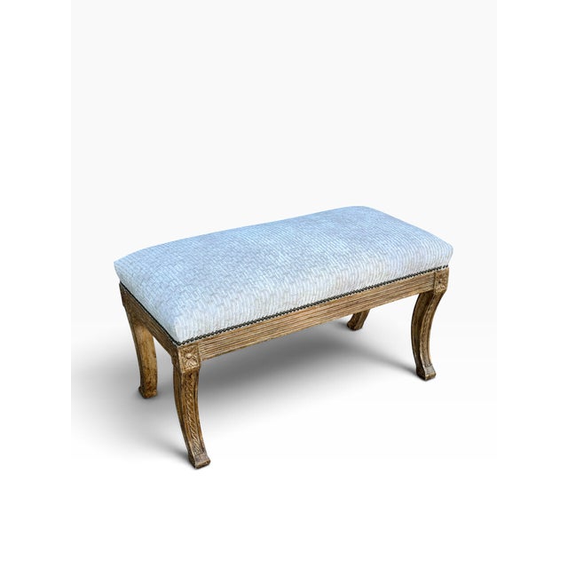 Traditional Dennis & Leen Regency Style Upholstered Bench For Sale - Image 3 of 7