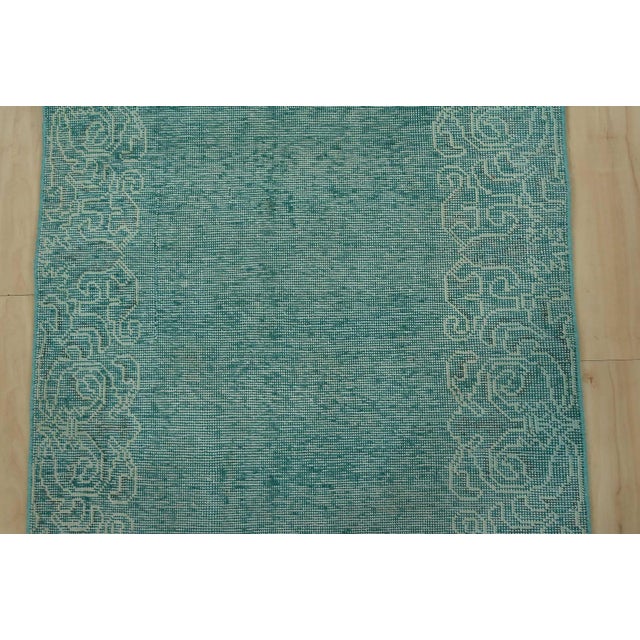 1980s Tabriz Runner 2’8” X 18’5” Blue Wool Vintage Overdyed Hand-Knotted Rug For Sale - Image 5 of 11