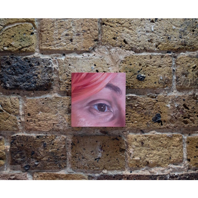 Soft Focus by Shaina Craft | Oil on wood close-up of a human eye For Sale - Image 4 of 5