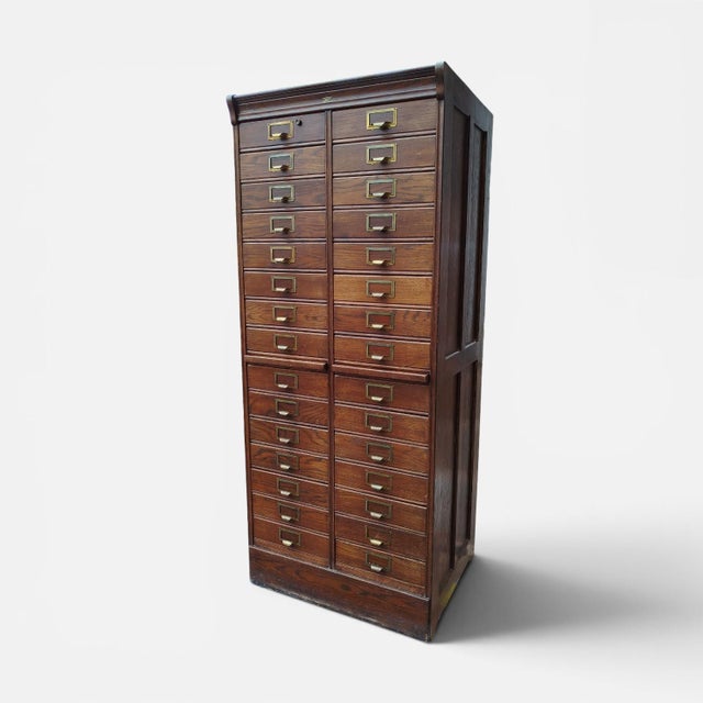 Contemporary Vintage Danish Archive Filing Cabinet in Oak from Silkeborg Møbelfabrik, 1920s For Sale - Image 3 of 14