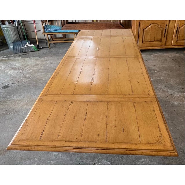 French Country Guy Chaddock Melrose Collection French Country Plank-Top Dining Table W/ 2 Leaves For Sale - Image 3 of 11
