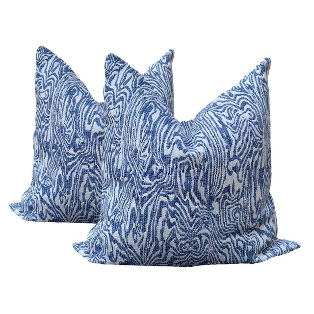 Contemporary Blue And White Animal Print Pillows A Pair Chairish
