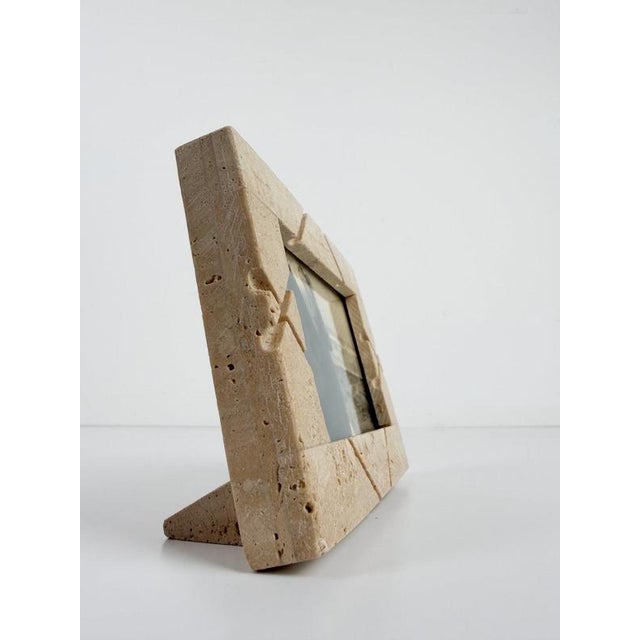 Gray Mid-Century Modern Italian Carved Travertine Table Picture Frame, 1970s For Sale - Image 8 of 16