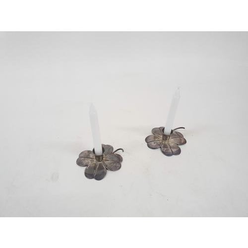 Set of two silver clover candle holders by Carl Frederik Christiansen, Denmark 1950's Marked on the bottom Carl Frederik...