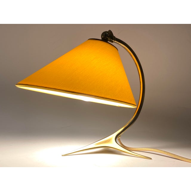 Metal Mid-Century Modern Table Lamp with Brass Crows Foot, 1950s For Sale - Image 7 of 14