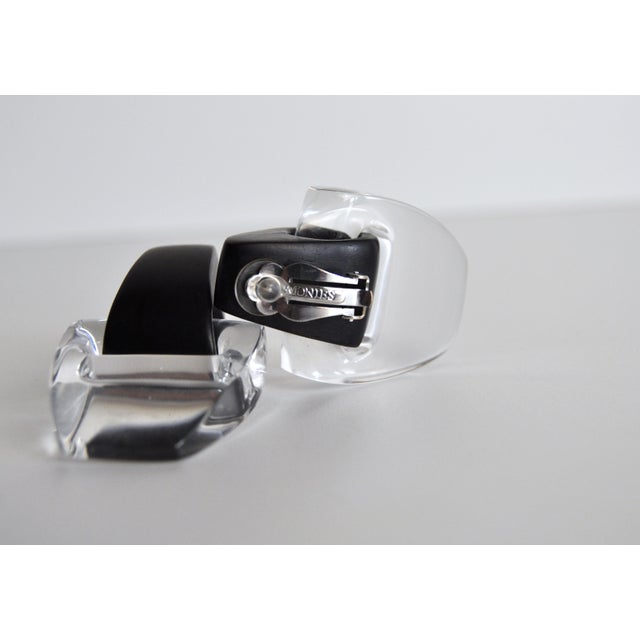 Plastic Vintage Danish Black and Transperant Ear-Clips by Monies, 2000s, Set of 2 For Sale - Image 7 of 10