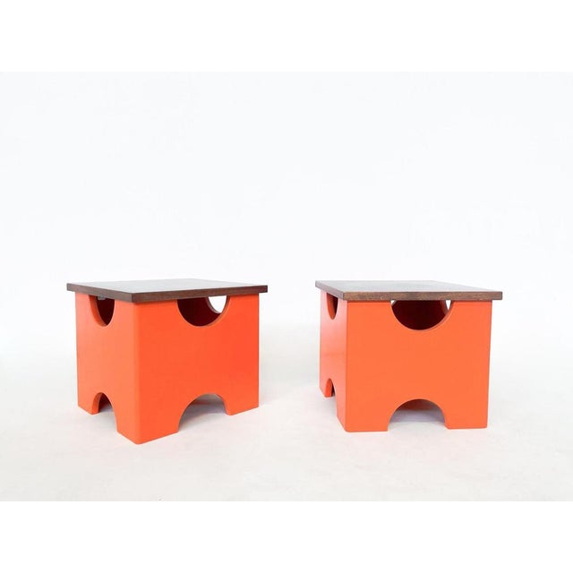 Set of Mid-Century Modern Dado Stools attributed to Ettore Sottsass, 1970s For Sale - Image 10 of 11